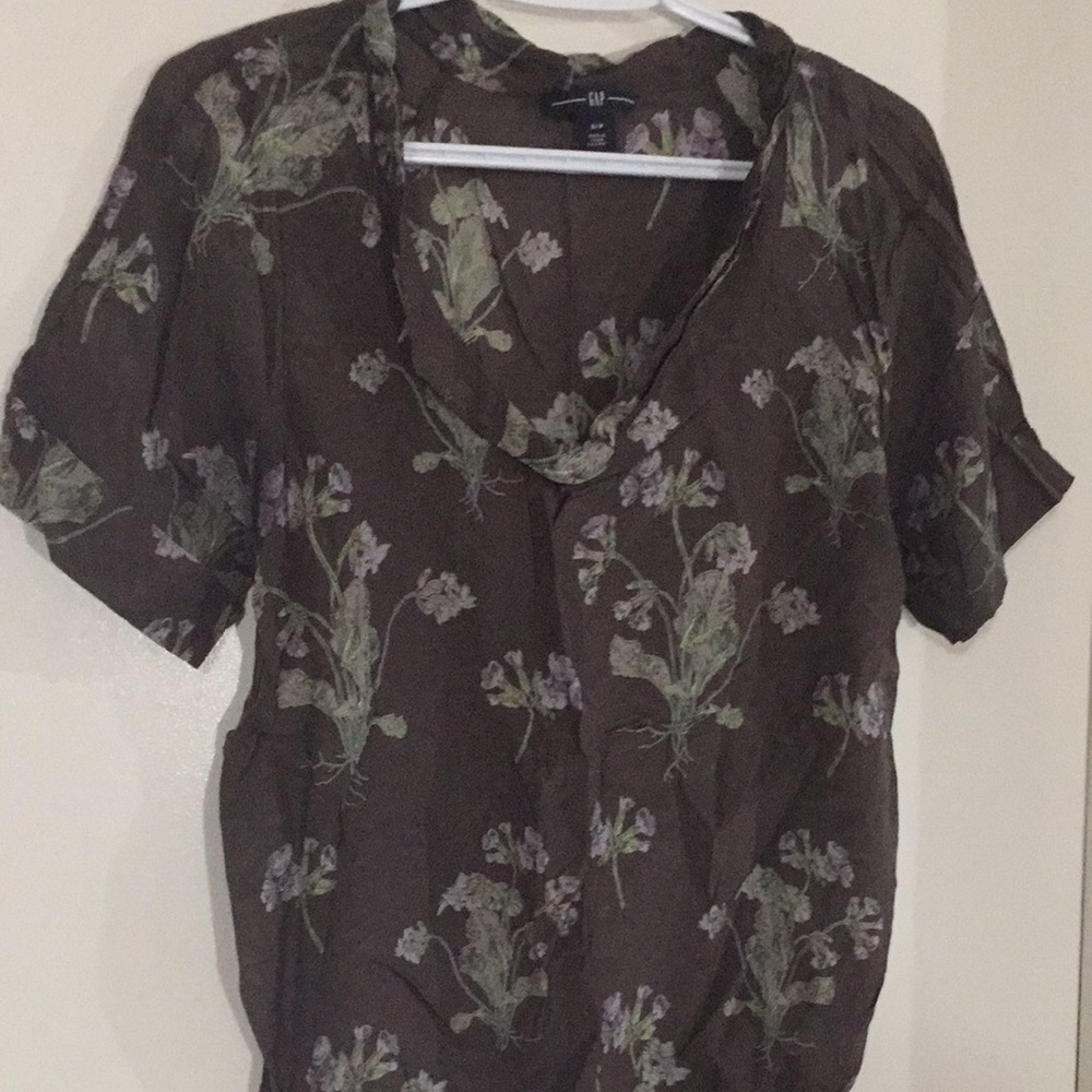 GAP Silk Brown Floral Top
